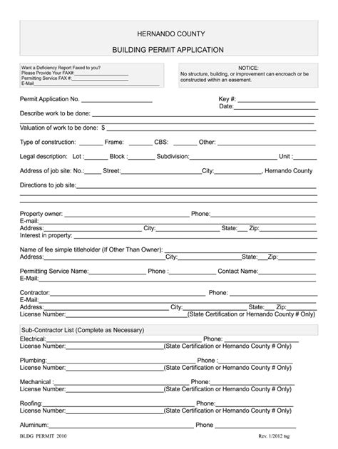 Contractor License Application Specialty License Application. . Hernando county building department forms